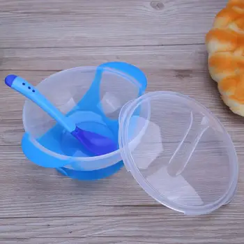 

Environmental Baby Feeding Dishes with Spoon Fork Tableware Set Non-toxic Anti-Slip Sucker Bowl Toddler Training Eating Bowl