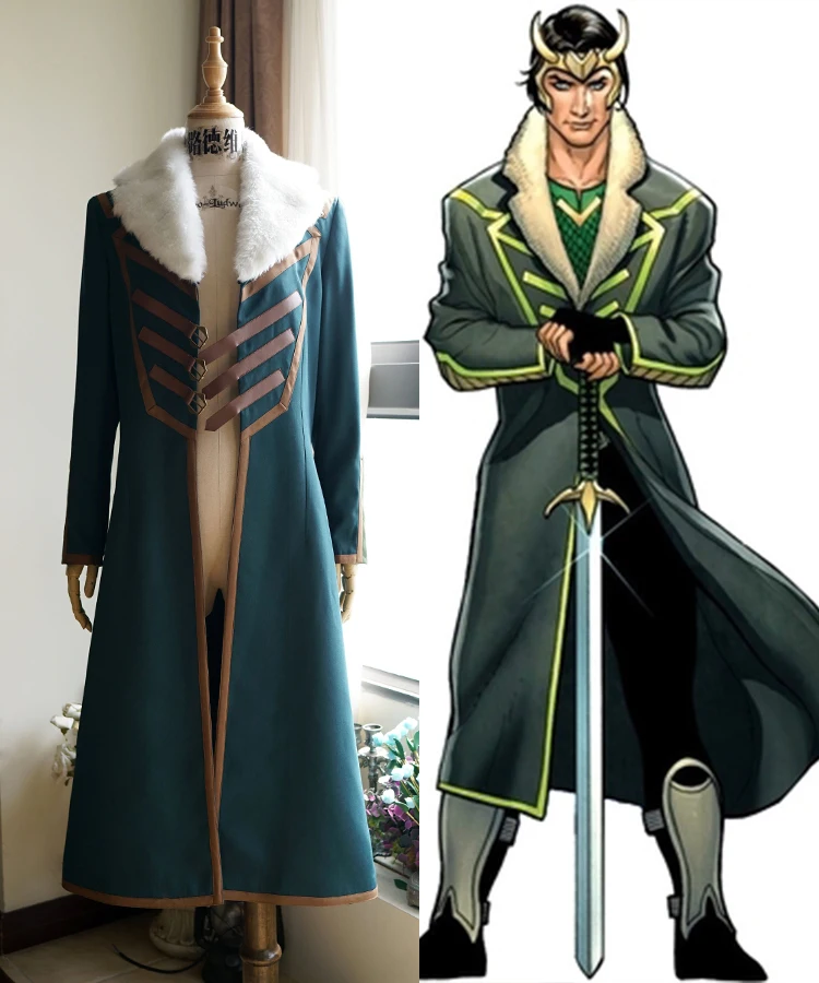 

Cosplaydiy Loki: Agent of Asgard Cosplay Costume Adult Halloween Loki Coat Costume L320