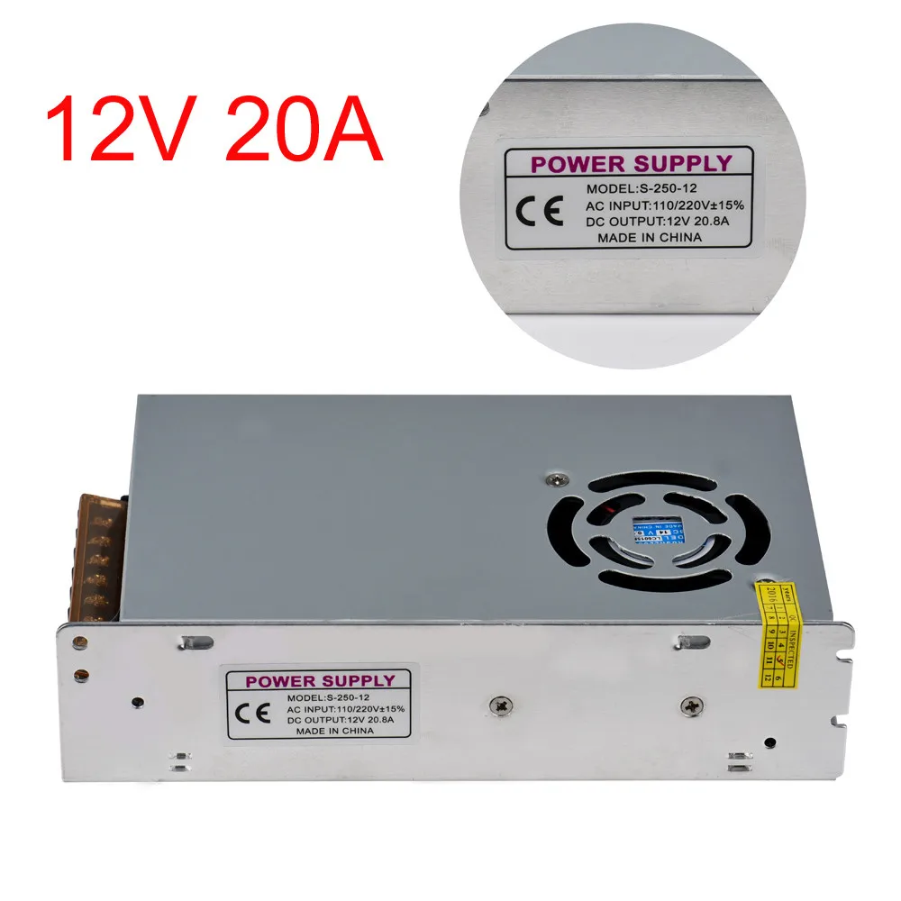Высокое качество AC 110 V-220 V DC/DC 12V 20A переключатель Питание адаптер дизайном безопасности, защита от перегрузки Универсальный адаптер переменного тока в постоянный ток на входе/полный диапазон