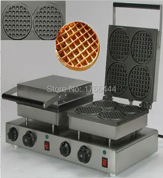 

Free Shipping Commercial Use Non-stick 110v 220v Electric Dual Mini Round Waffle Maker Baker Machine Iron