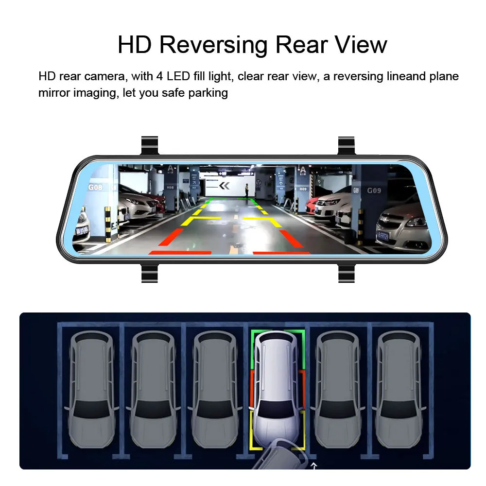  HGDO Night vision Dash Cam Rearview Mirror 10 inch touch screen Car dvr camera Video Recorder Full 