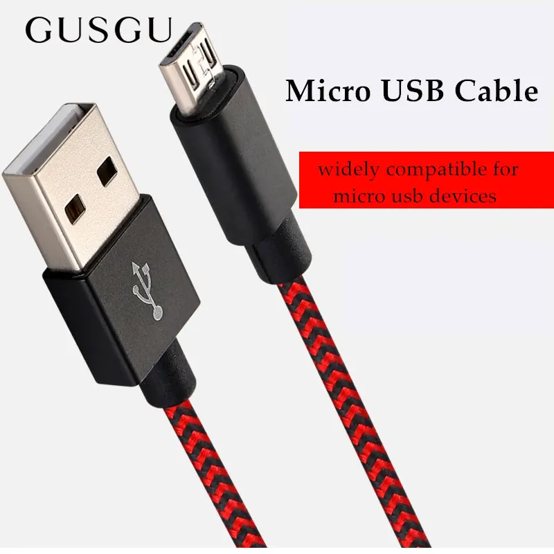 GUSGU الأصلي الهاتف المحمول مايكرو USB كابلات Usb 2.0 سريع شحن بيانات شاحن كابل طويل 2 متر 1 متر 0.25 ل سامسونج huawei xiaomi