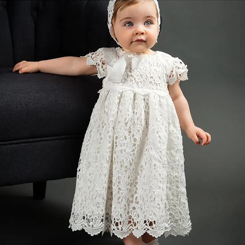 Baby long dress girls white wedding dress lace baptism dress 2018 vestidos toddler girls