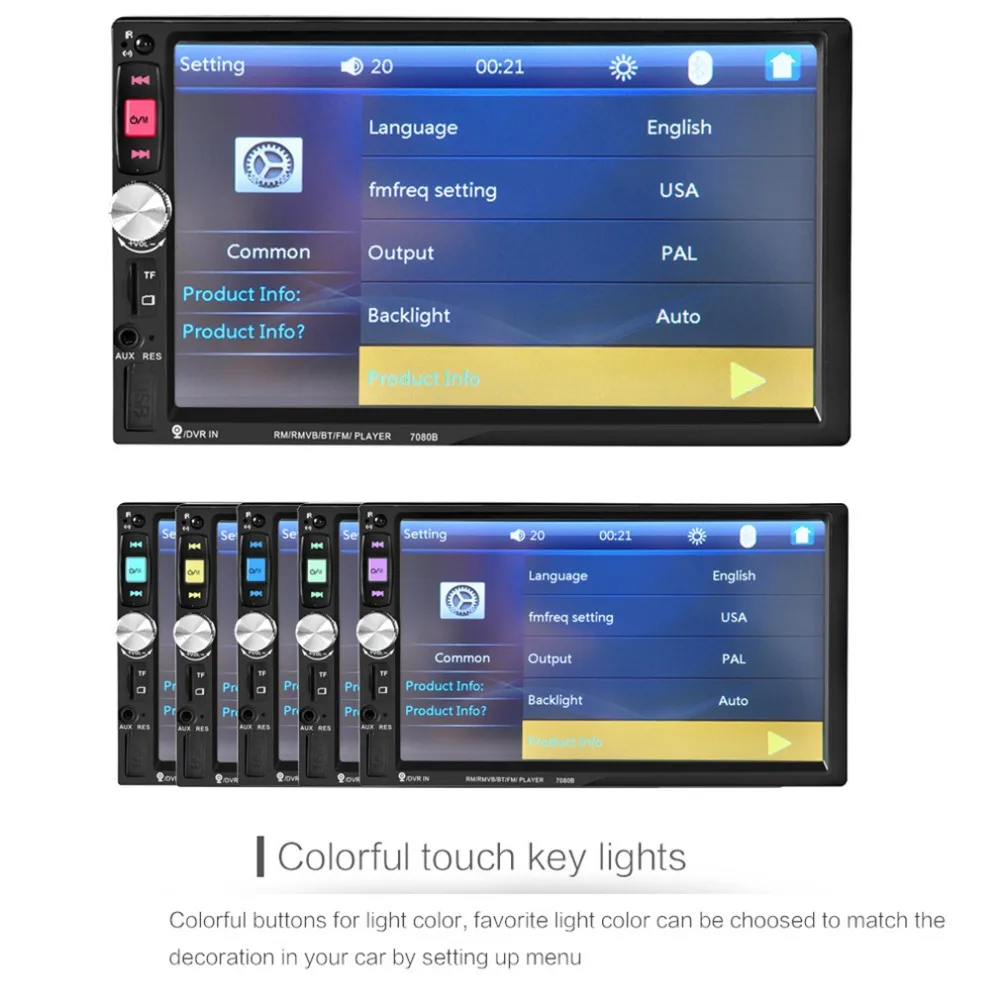  7080B 7 pollici Car Video Player 7 Pollici con HD Schermo di Tocco di Bluetooth Stereo Radio Auto M