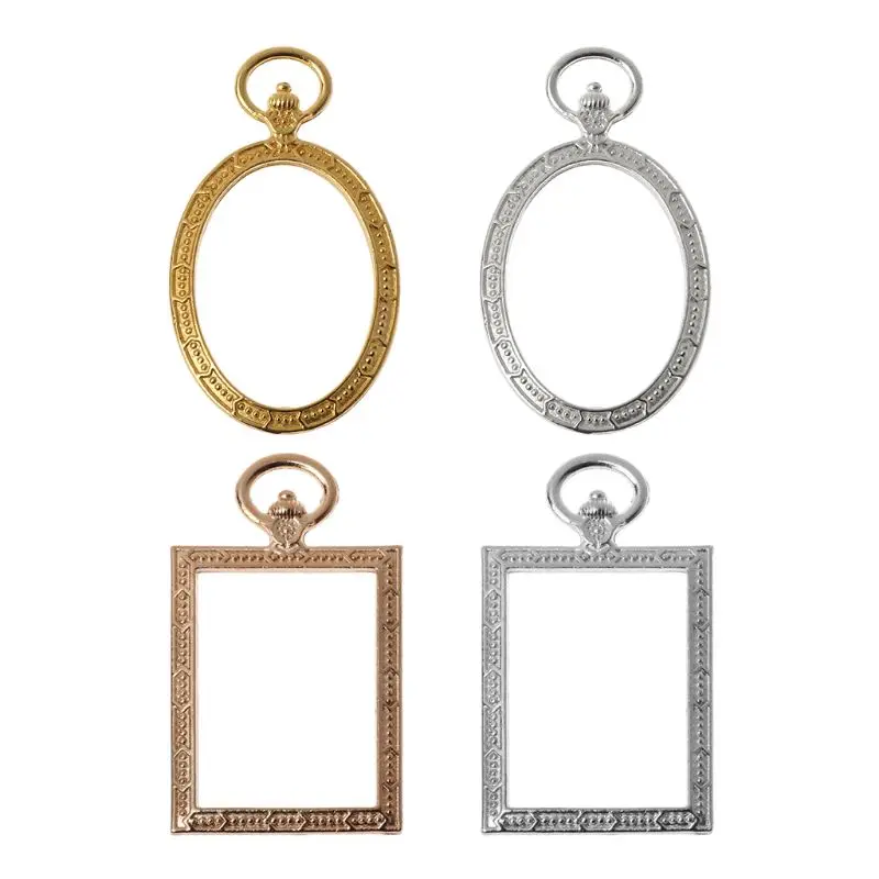 

5 pcs / lot Round Metal Pocket Watch Gold Frame Pendant Charm Frame Fit Cabochon Set UV Resin Charms