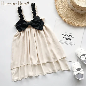 

Humor Bear Girl Dress 2019 Summer Brand New Toddler Gilrs Dress Chiffon Sling Gauze Big Bow Princess Party Dress For Girls 2-6Y