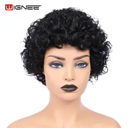 Wignee Brazilian Human Hair Wigs For Black/White Women 150% High Density Short Jerry Curl Remy Hair Machine Made Curly Human Wig Wignee Brazilian Human Hair Wigs For Black/White Women 150% High Density Short Jerry Curl Remy Hair Machine Made Curly Human Wig