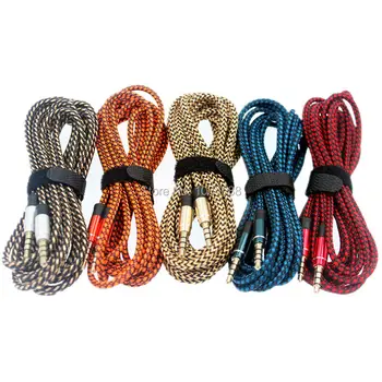 

200pcs/lot 1.5m Fabric braided 3.5 mm Aux cable Accessory Bundles For iPhone 5 6 Samsung mp3 speaker