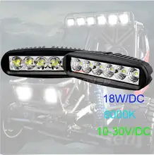 Fuchutech 2pcs 6 inch 18W LED Work Light Bar Lamp for Driving Truck Trailer Motorcycle SUV