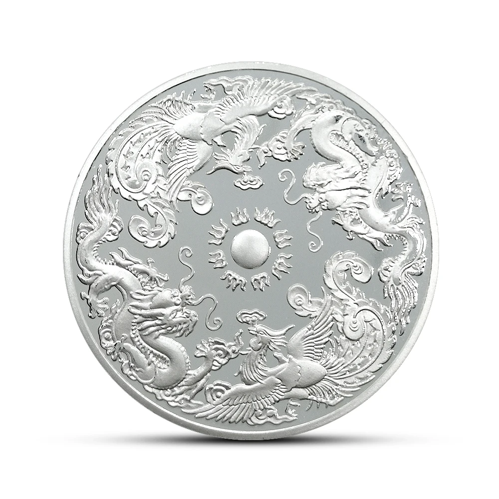 Счастливый Китайский дракон феникс Сувенирные Монеты Коллекция монет значок ремесла