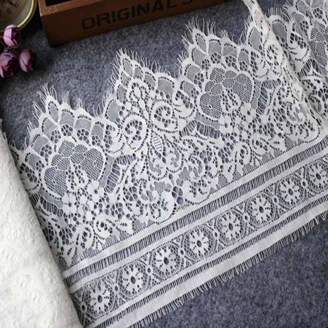 

6meters/lot Free Shipping Handmade Diy Clothes Accessories White Black Noble Eyelash Sewing Lace Decoration Material 24cm width