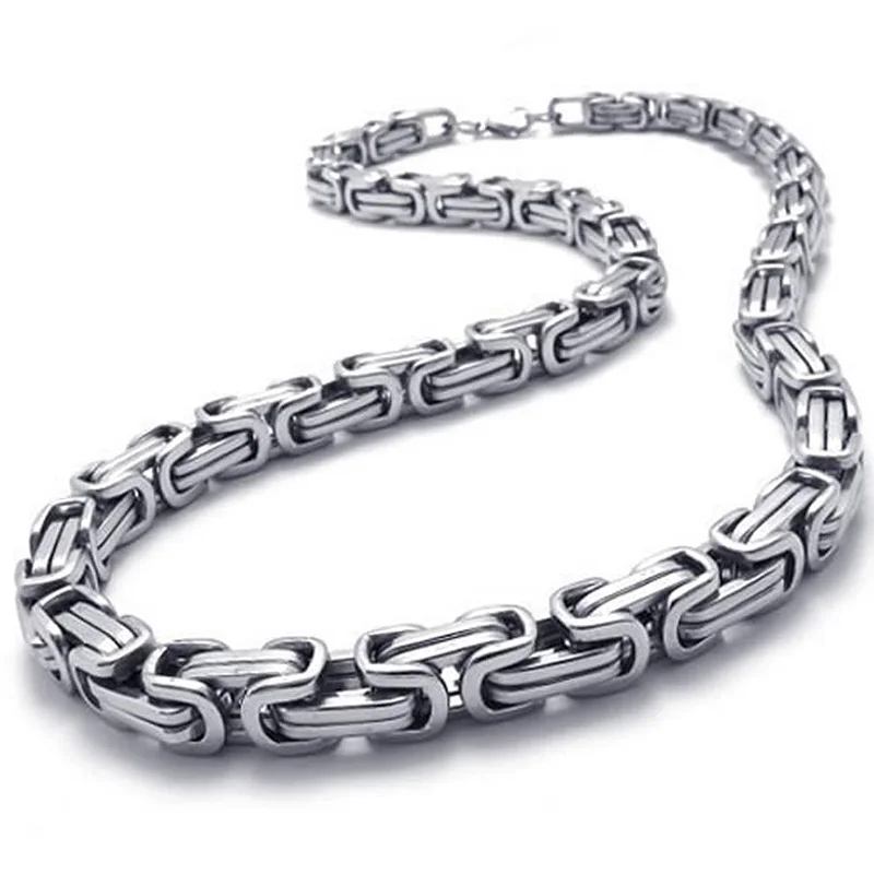 Мужское ожерелье, Байкерская цепь из нержавеющей стали, Королевское ожерелье, ширина 8 мм, длина 55 см - Окраска металла: Silver color
