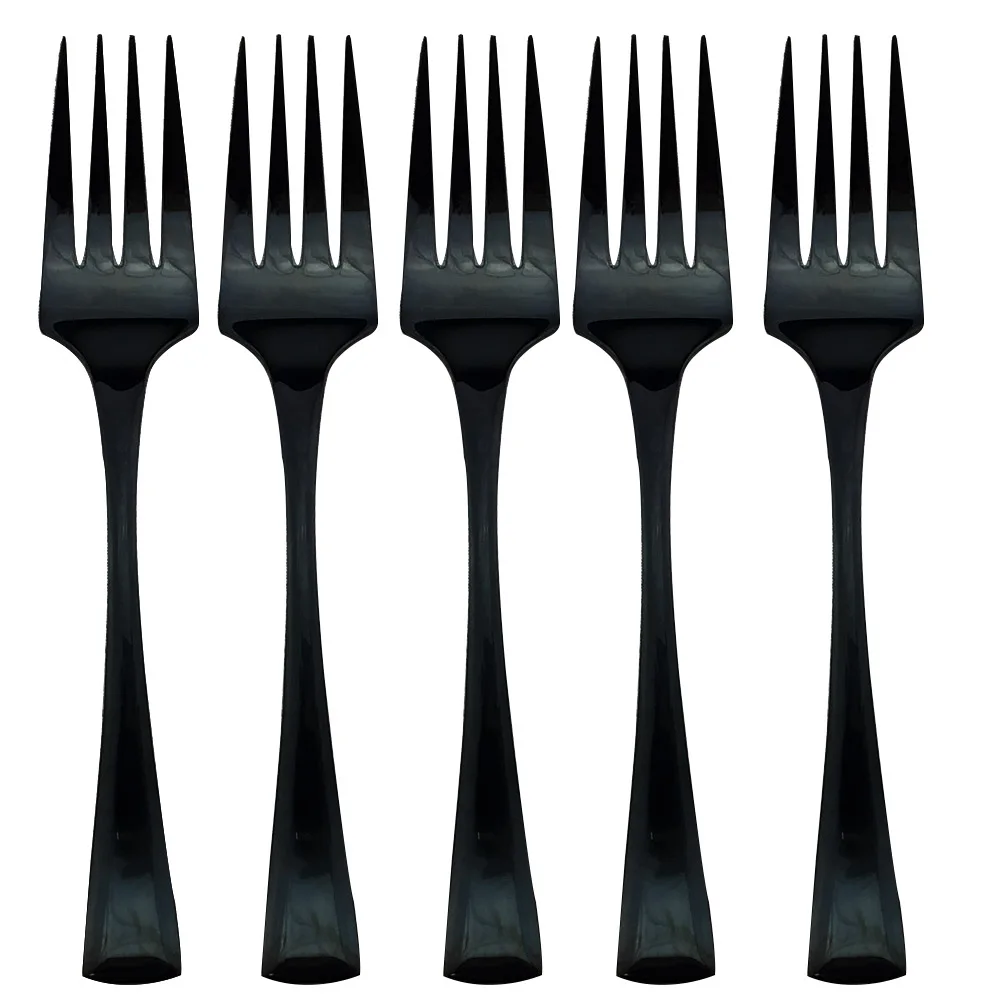 5Pcs/Set Service Forks Set Mirror Polished 304 Stainless Steel Dinner Fork Cake Black Steak Utensils Silverware | Дом и сад