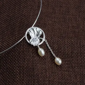 

FNJ Pearl Lotus Pendant 925 Silver Original Pure S925 Sterling Silver Pendants for Jewelry Making Women