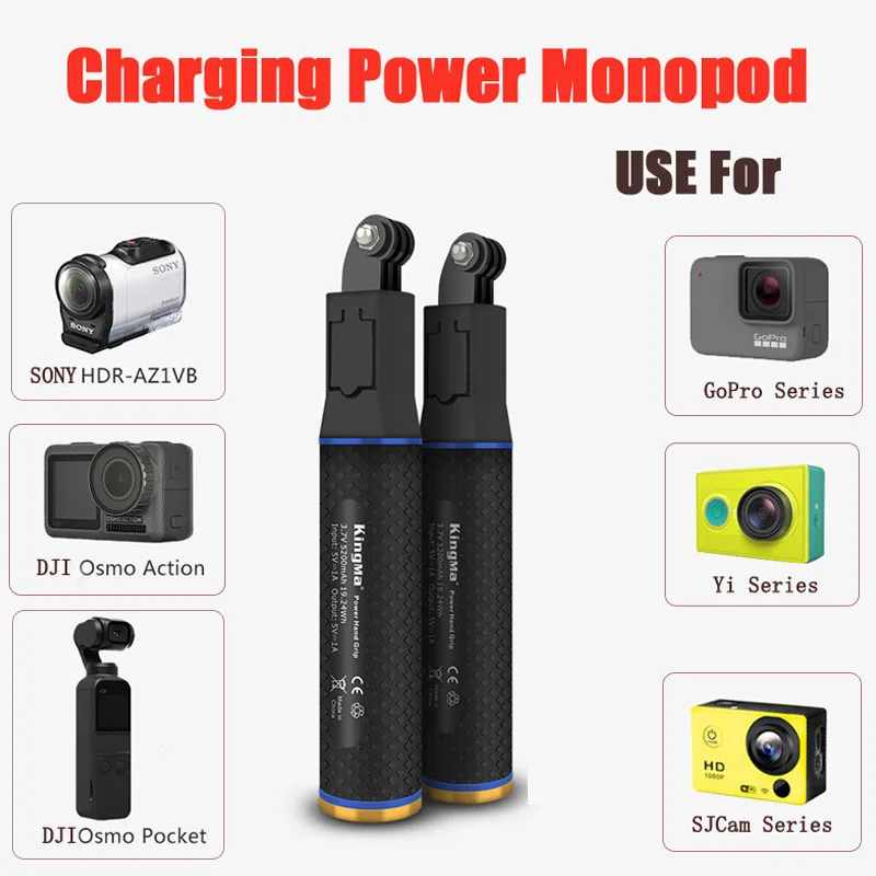 Для GoPro DJI insta360 Selfie Stick Charing Monpod power Bank для DJI Omso Action Pocket Insta360 OneX GoPro Hero 7 6 5 камера