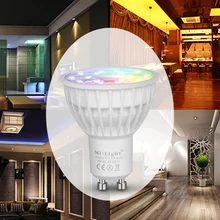 MiLight AC110V 220 V 4 W Светодиодная лампа с регулировкой MR16 GU10 RGB+ CCT прожектор для внутреннего украшения с 2,4G беспроводной RF светодиодный пульт дистанционного управления wifi
