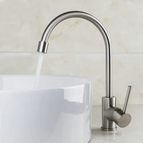 Swivel 360 Wash Basin Sink Deck Mount Single Hole Brushed Nickel Kitchen Cozinha Torneira Faucets Mixer