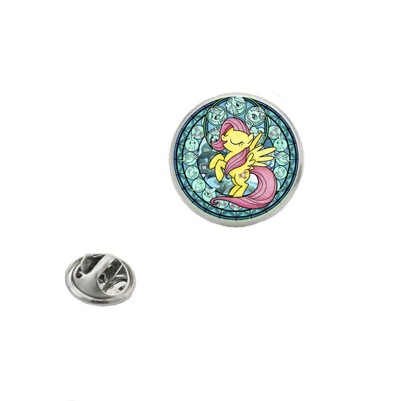 

New My Little Horse Baoli Poni Princess Brooch Rainbow Horse Art Photo Glass Dome Girls Children pin Cartoon Jewelry