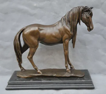 

bi002016 17" Bronze Horse Sculpture Statue On Marble Base