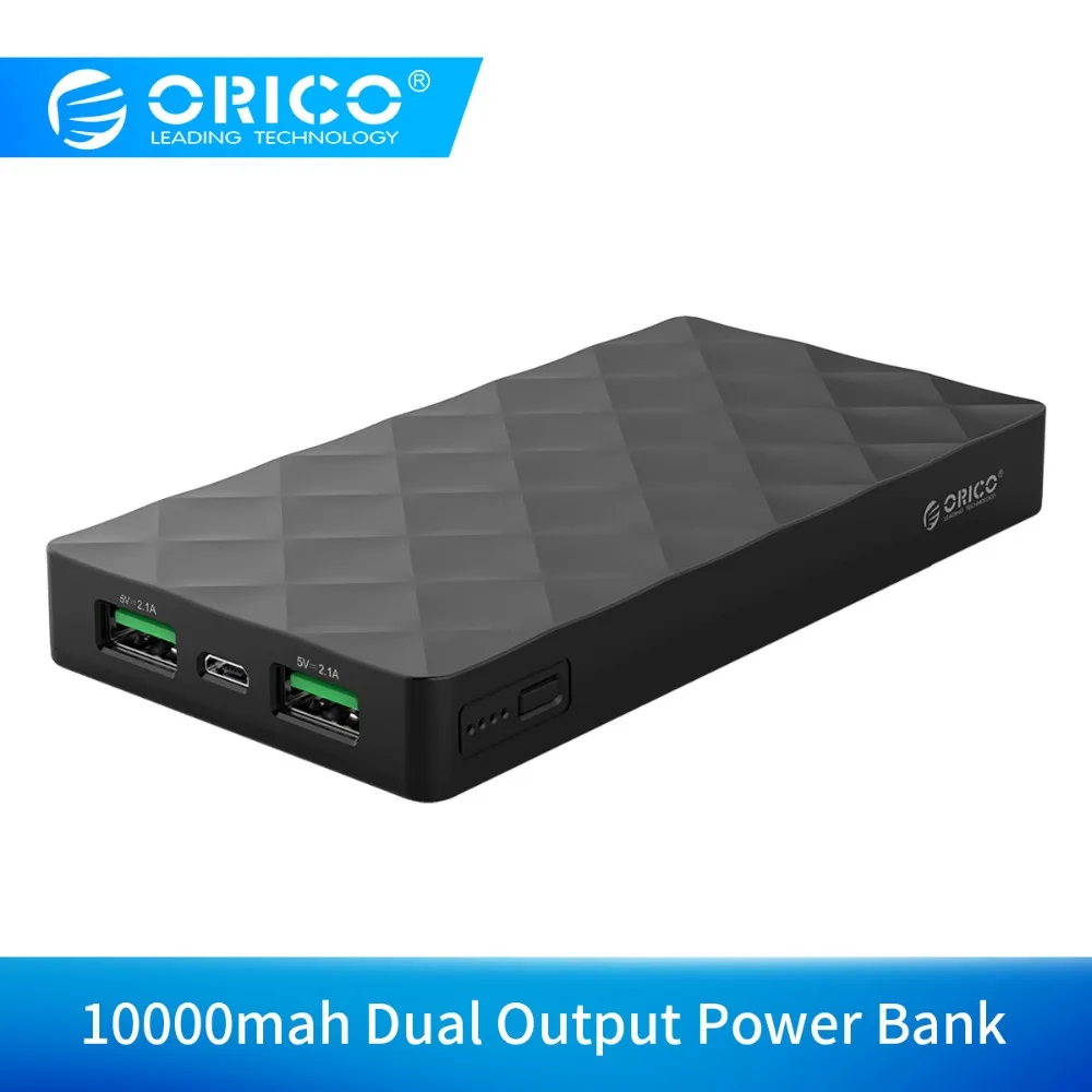 ORICO 10000 мАч Внешний аккумулятор 5V2. 1A двойной USB порт внешний аккумулятор Зарядка для samsung Xiaomi huawei планшет
