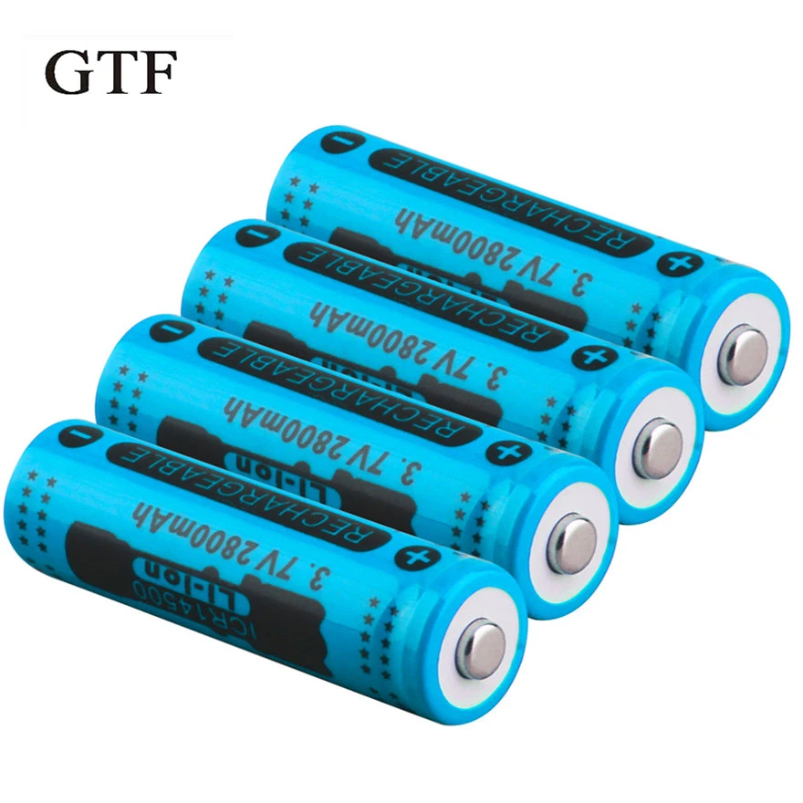 Gtf 2 6 8 Stucke 3 7 V 14500 2800 Mah Kapazitat Li Ion Akku Fur Taschenlampe Blau 14500 Lithium Batterie Rechargeable Batteries Aliexpress