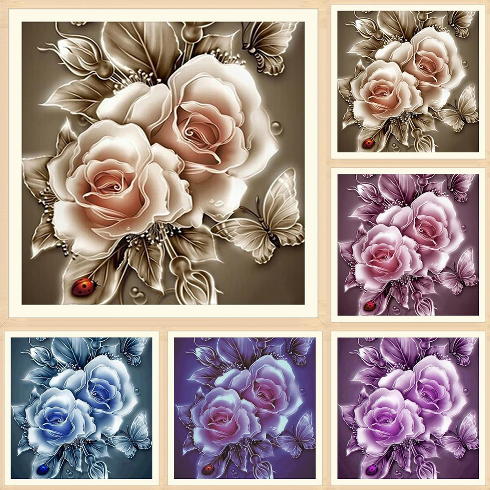 25*25CM Retro Flower 3D Diamond Painting Embroidery Paintingin Diamond