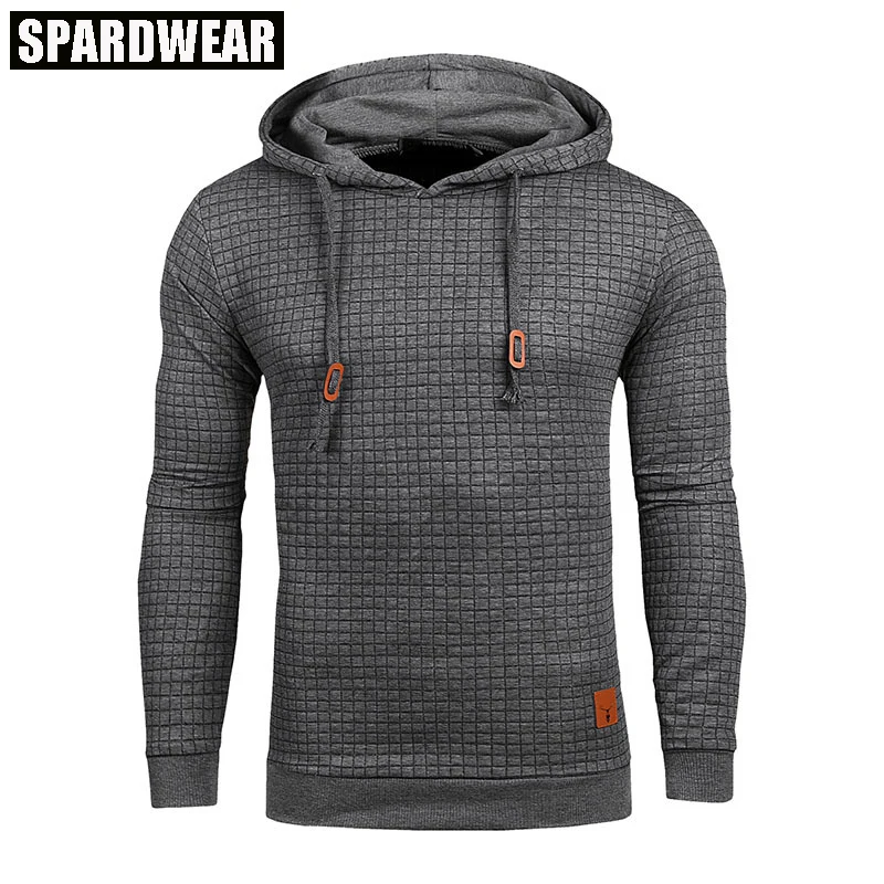Dark Grey Autumn Men's Hoodies Slim Hooded Sweatshirts Mens Coats Male
