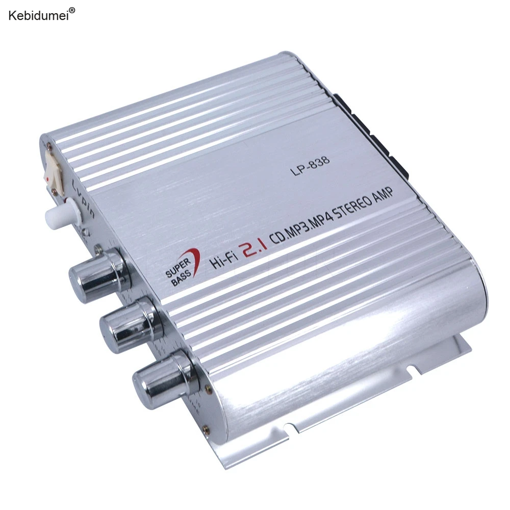 

Kebidumei LP-838 Hi-Fi Car Amplifier Smart Mini MP3 Radio Audio Stereo Bass Speaker Booster Player Auto Amplifier