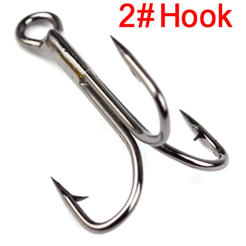50Pcs/lot 2# 4# 6# 8# 10# Fishing Hook High Carbon Steel Treble Overturned Hooks Fishing Tackle Round Bend Treble Saltwater Bass