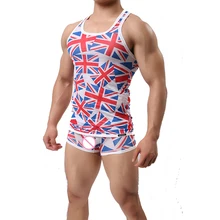 Racerback тренажерные залы Повседневный жилет одежда Для Мужчин's Фитнес Бодибилдинг дышащая Флаг Великобритании печати сетки тренировки майка Повседневный жилет