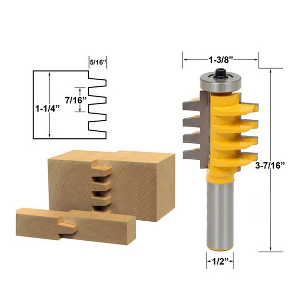 

1PC 1/2 inch Shank Rail Reversible Finger Joint Glue Router Bit Cone Tenon Woodwork Cutter Power Tools for Woodworking