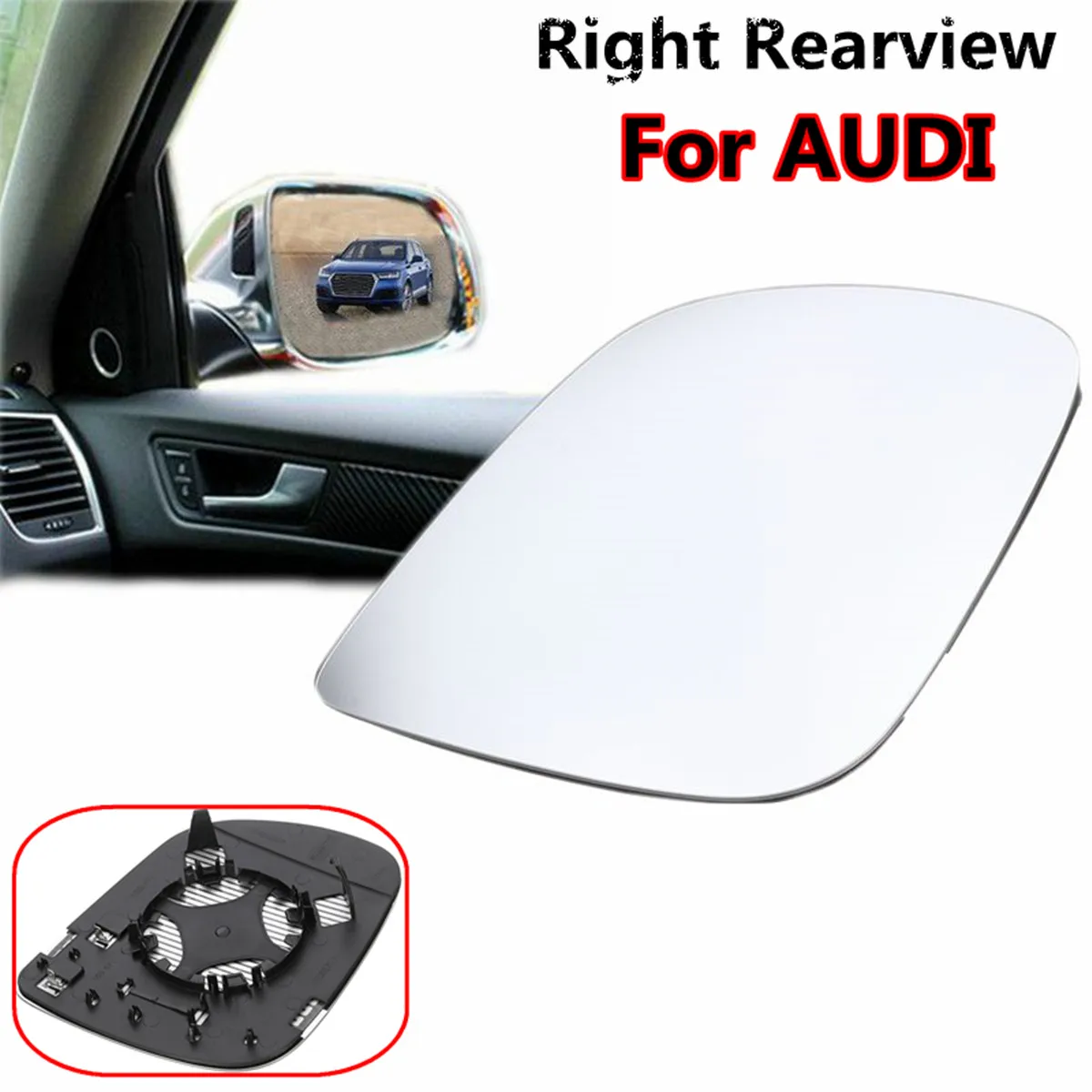 

Wing Heated Right Door Side Rearview Mirror Glass For AUDI Q5 09-17 Q7 10-15