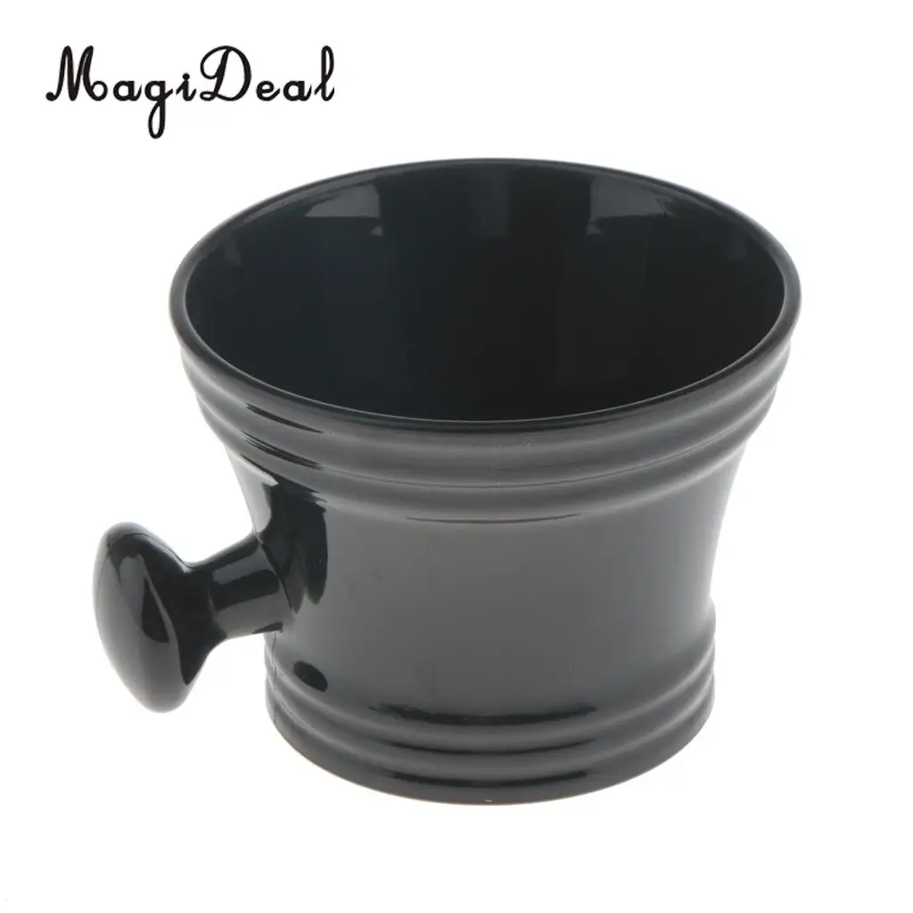 Set of 2pcs Wood Shaving Brush Plastic Shave Mug Cup Bowl Set Kit for Men