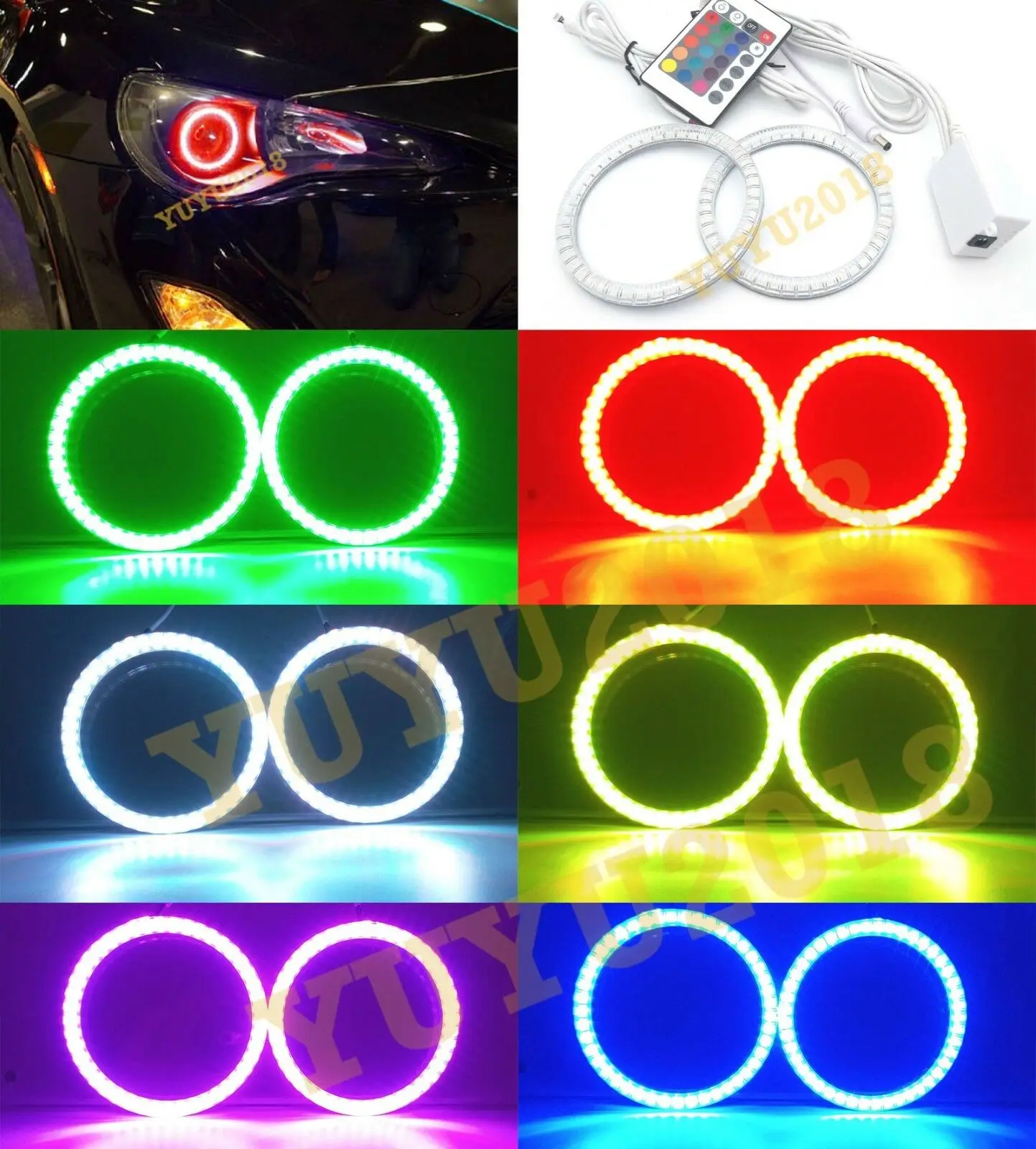 

RGB halo rings fit for Scion FR-S 2013-2016 car Headlight Multi-Color LED angel eyes Devil Demon Corona Flash lamp DRL