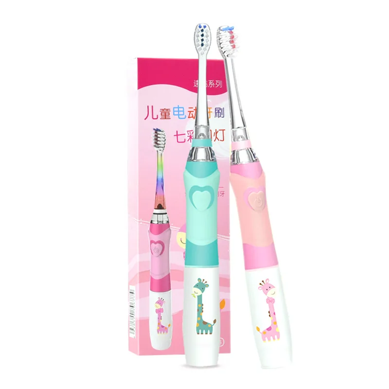 Детская электрическая зубная щетка для Seago, детская мультяшная звуковая электрическая зубная щетка с аккумулятором, цветная светодиодная