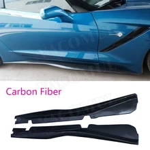 Углеродного волокна гоночный автомобиль сторона юбки фартук для тела Наборы подходит для Chevrolet Корвет C7 2012 2013 стайлинга автомобилей