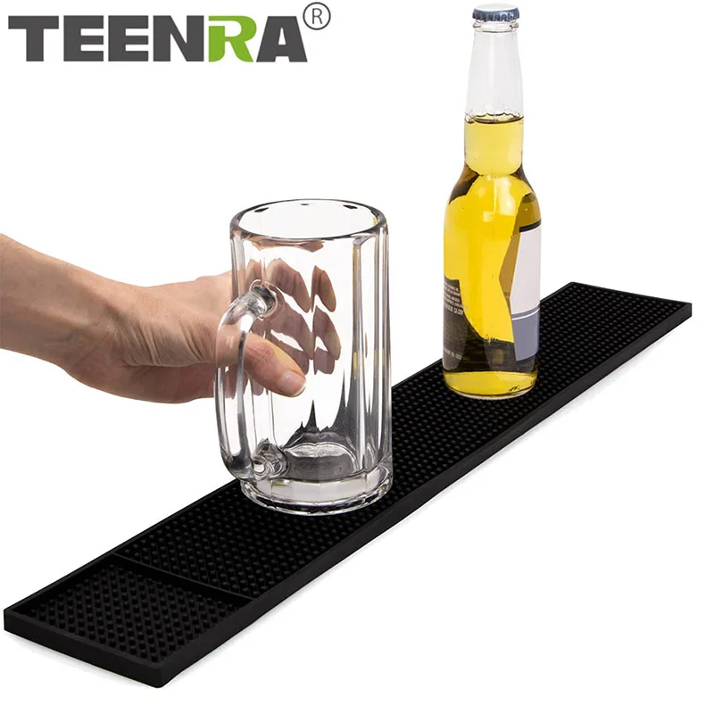 

TEENRA Rectangle Bar Mat PVC Beer Bar Mat Drinking Rubber Table Placemat Cup Mat Pad Water Proof Rug Kitchen Coaster