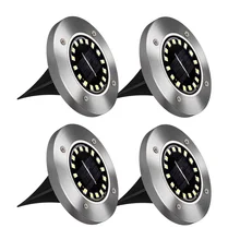 4pcs 16 LED Solar Powered Ground Light Waterproof Garden Pathway Deck Lights With Solar Lamp for Home Yard Driveway Lawn Road