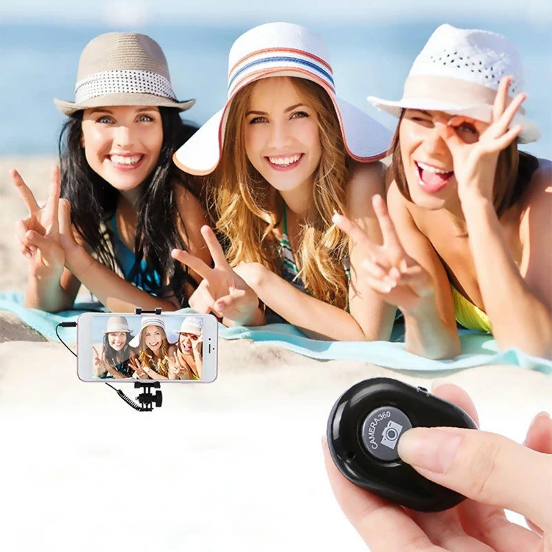 

RBAYSALE Selfie Bluetooth Wireless Remote Control Selfie Time Shutter Set IOS Android System Mini Suits Wired Selfie Stick Shoot
