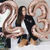 32inch Rose Gold Silver Aluminium Foil Number Balloons Digit Helium Balloons Birthday Party Supplies Anniversary Decoration ► Photo 1/6