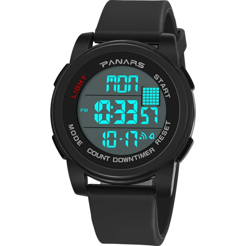 

PANARS High End Men And Women Sports Digital Luminous Outdoor Waterproof LED Multi Function Unisex Electronic Watch Clock Gift#A