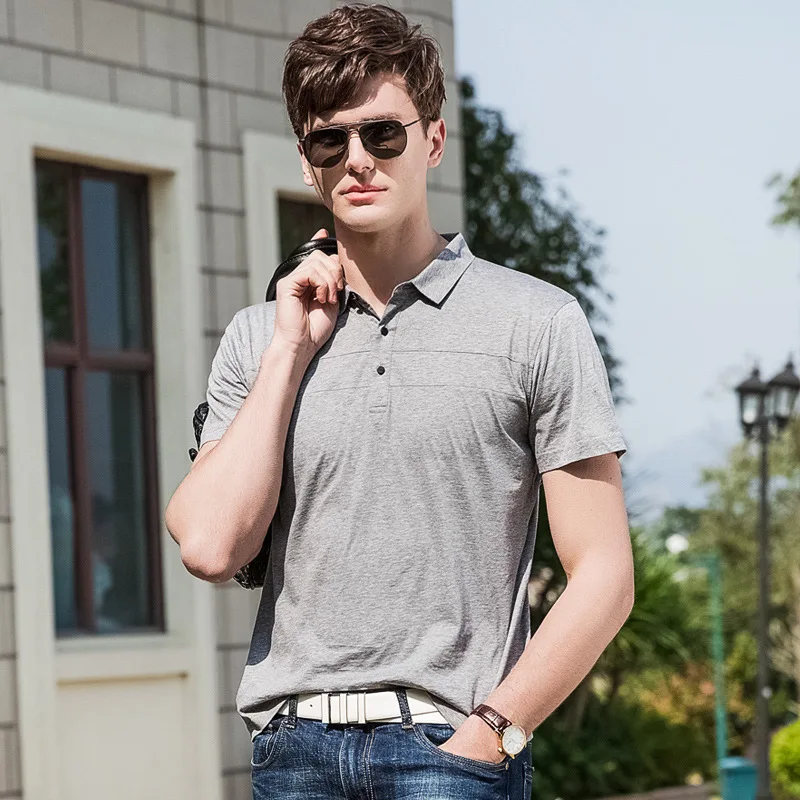 

2019 New uomo 100% Cotton mens polo shirts with short sleeve lapel polos Anti-Wrinkle Sweatshirts chemise Polos men homme