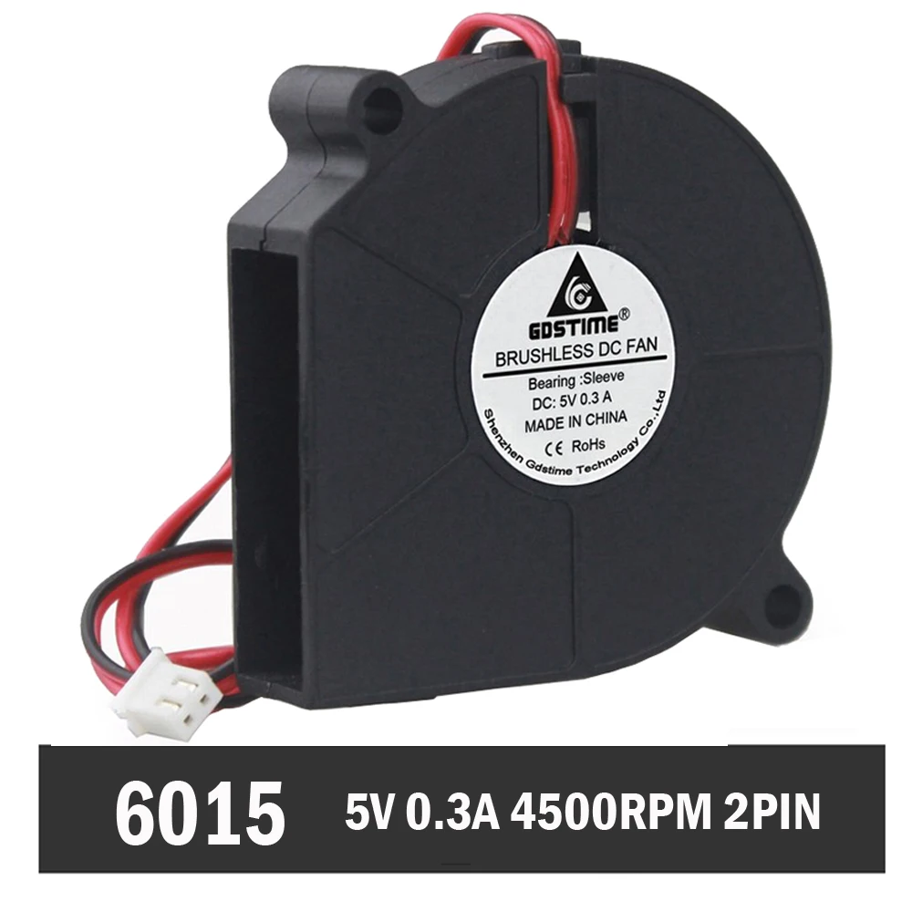 

200 шт. 5 в 60 мм 6 см 60 мм x 15 мм DC бесщеточный охладитель охлаждения DC центробежный вентилятор втулка подшипника радиаторов 6015