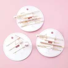 4 шт. простая и стильная Геометрическая жемчужная заколка набор дикая индивидуальность челка клип милые парикмахерские женские аксессуары для волос