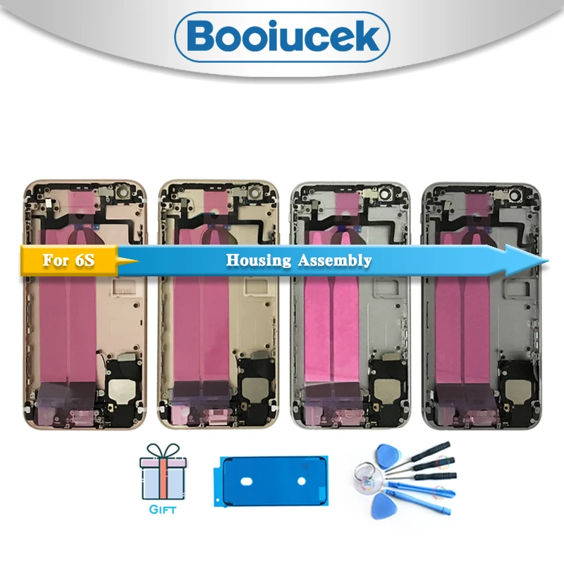 Comprar Alta calidad para iPhone 6S o 6S Plus con carcasa trasera de Cable flexible montaje completo cubierta de batería puerta trasera chasis de Marco medio