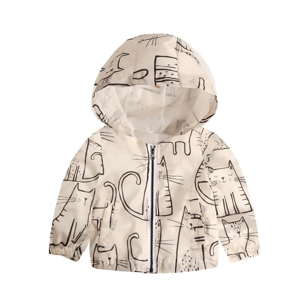 

Toddler Kids Baby Girls Boys Long Sleeve Cartoon Print Hooded Coat Tops Outfits Newborn Infant Autumn Winter Coat Outerwear