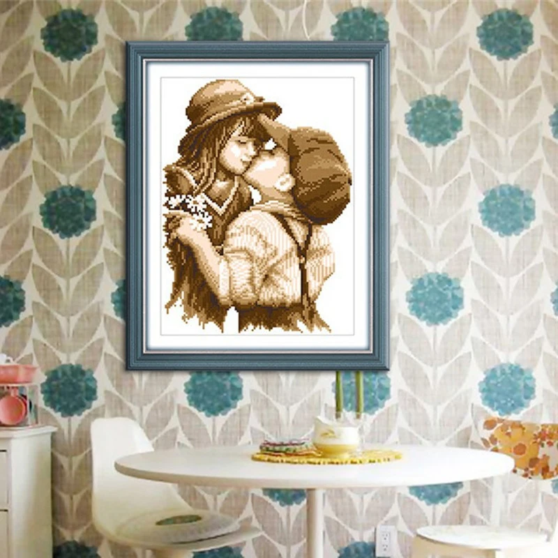 

Chinese Needlework DIY Arts Cross stitch Sets For Embroidery Kits First kiss pattern Counted bead Cross-Stitching Home Decor