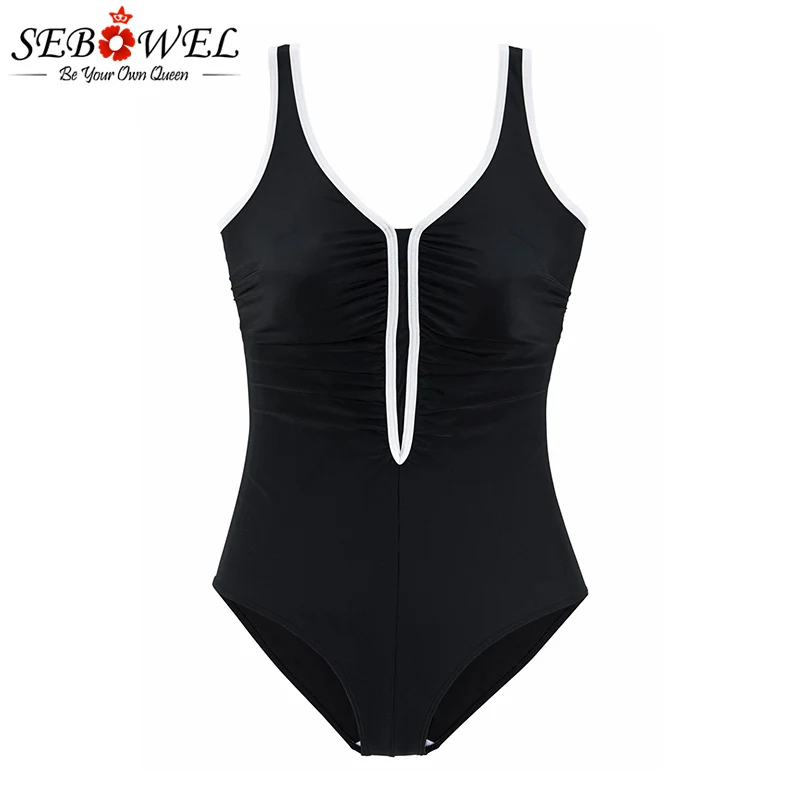 Black-Sporty-Swimsuit-with-Contrast-Piping-LC411104-2-3 