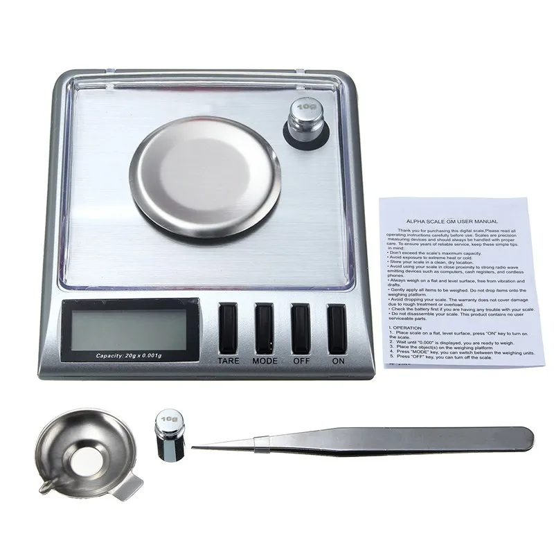 

Scale 20g 0.001g Digital Pocke t Electronic Stainless Steel Jewelry Gram g/o z/o zt/dwt/ct/gn with Salver Tweezer Weight