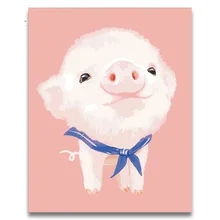 Картина маслом в виде розовой свиньи с галстуком, комплекты номеров на холсте, Раскраска по номерам для детей